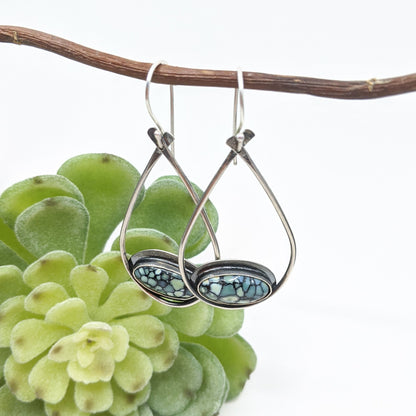 Oval Turquoise Dangle Earrings
