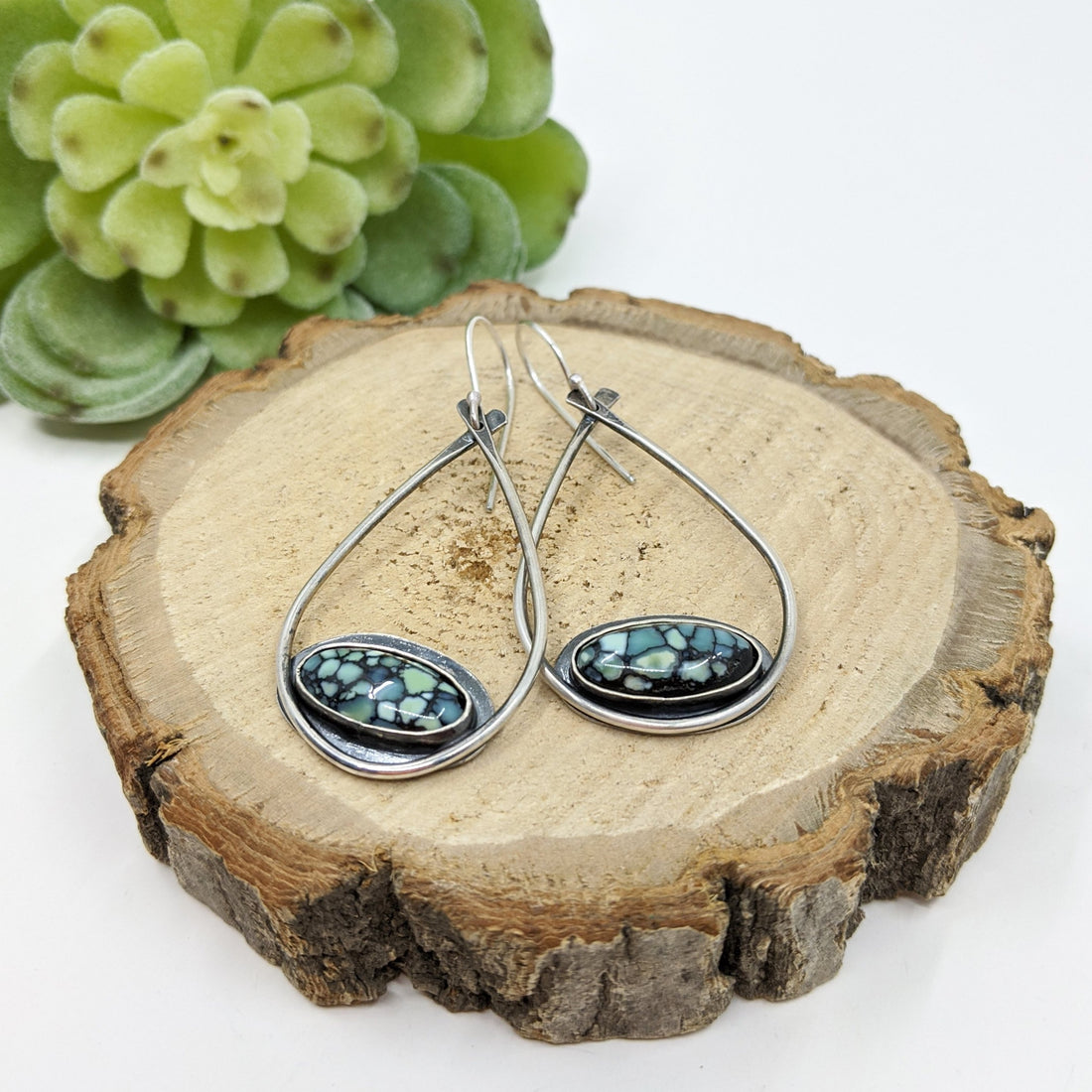 Oval Turquoise Dangle Earrings