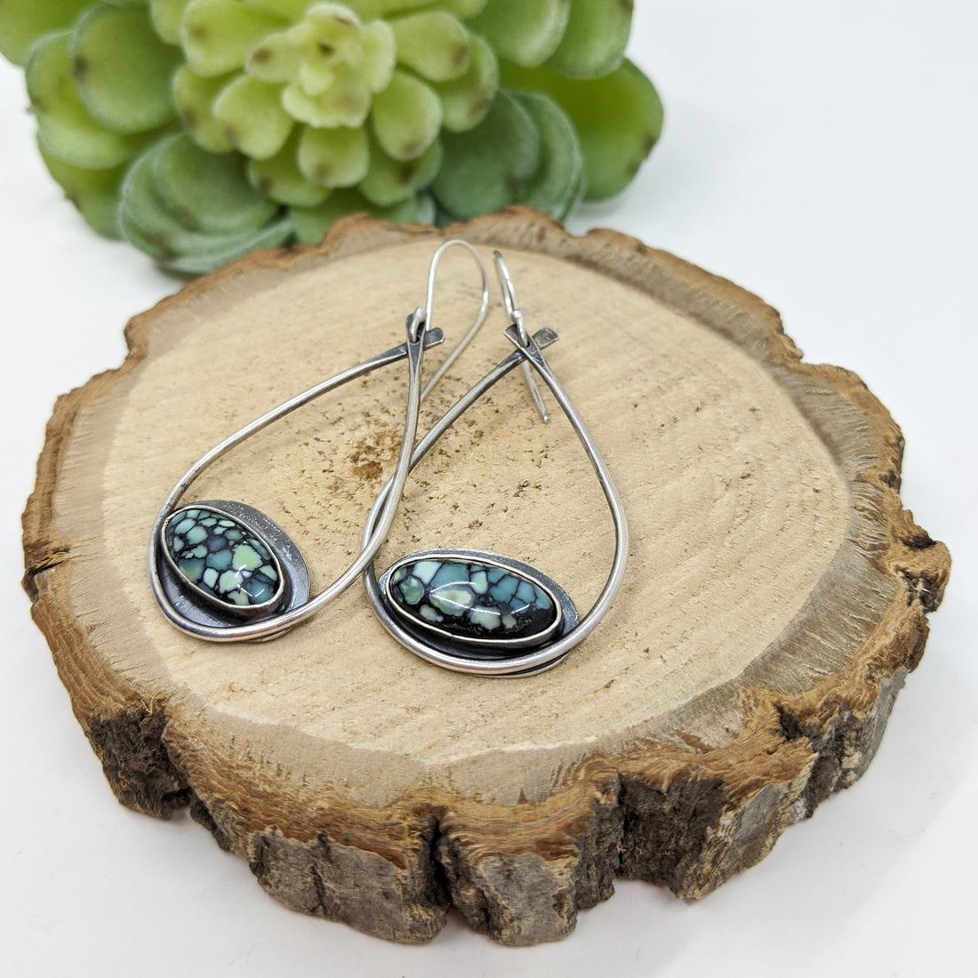 Oval Turquoise Dangle Earrings