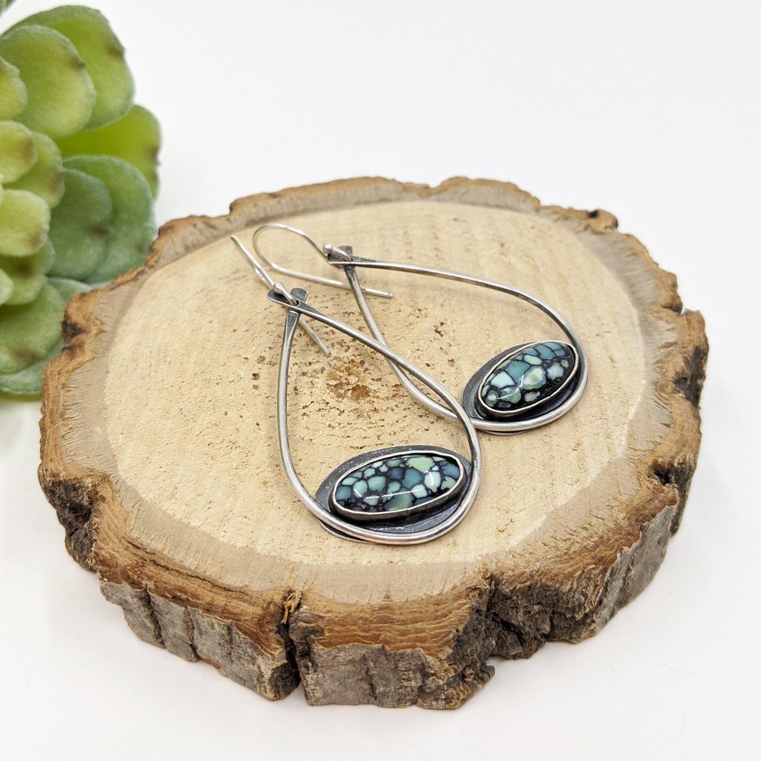 Oval Turquoise Dangle Earrings