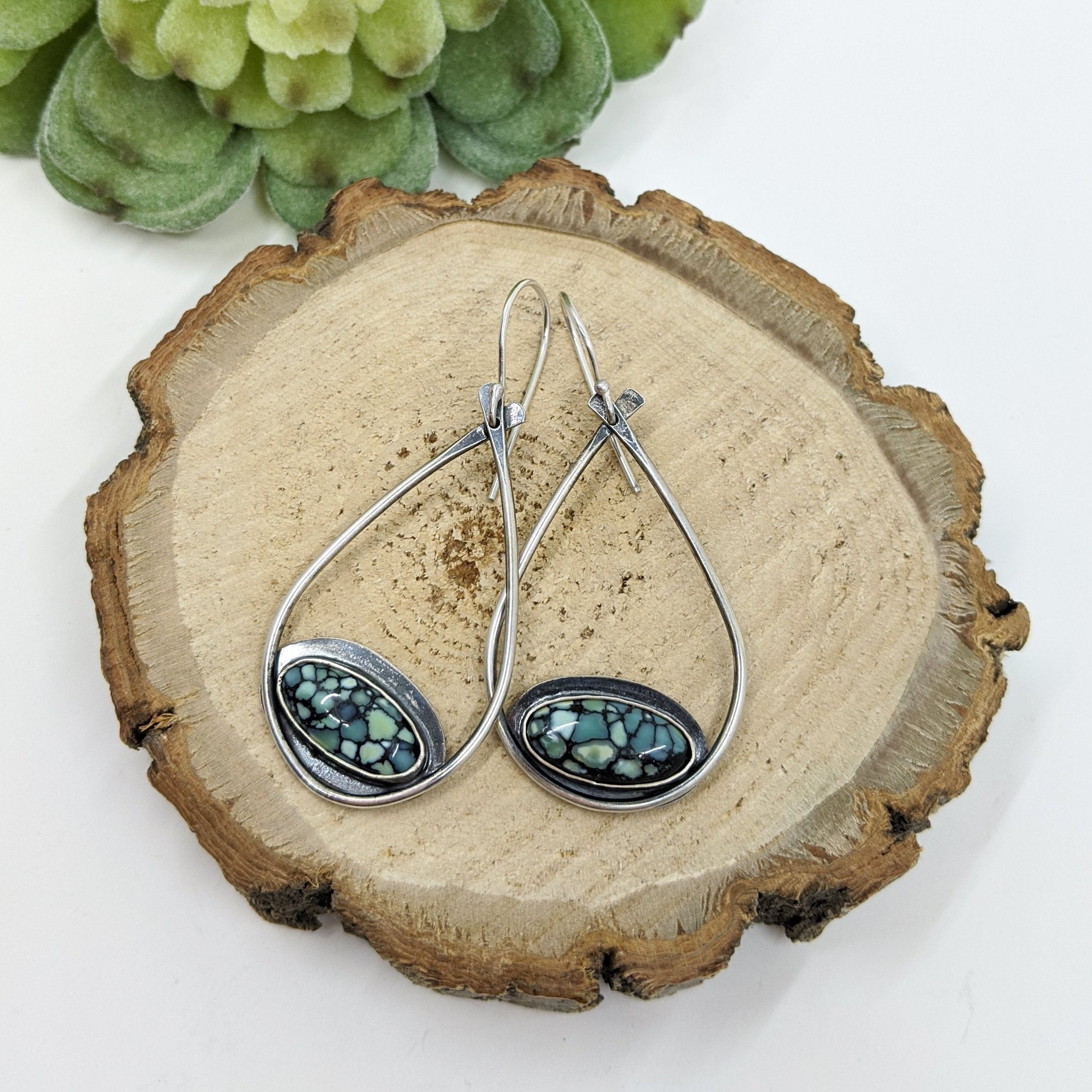 Oval Turquoise Dangle Earrings
